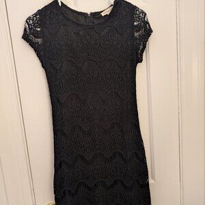 Little Black Lace Dress with Cap Sleeves